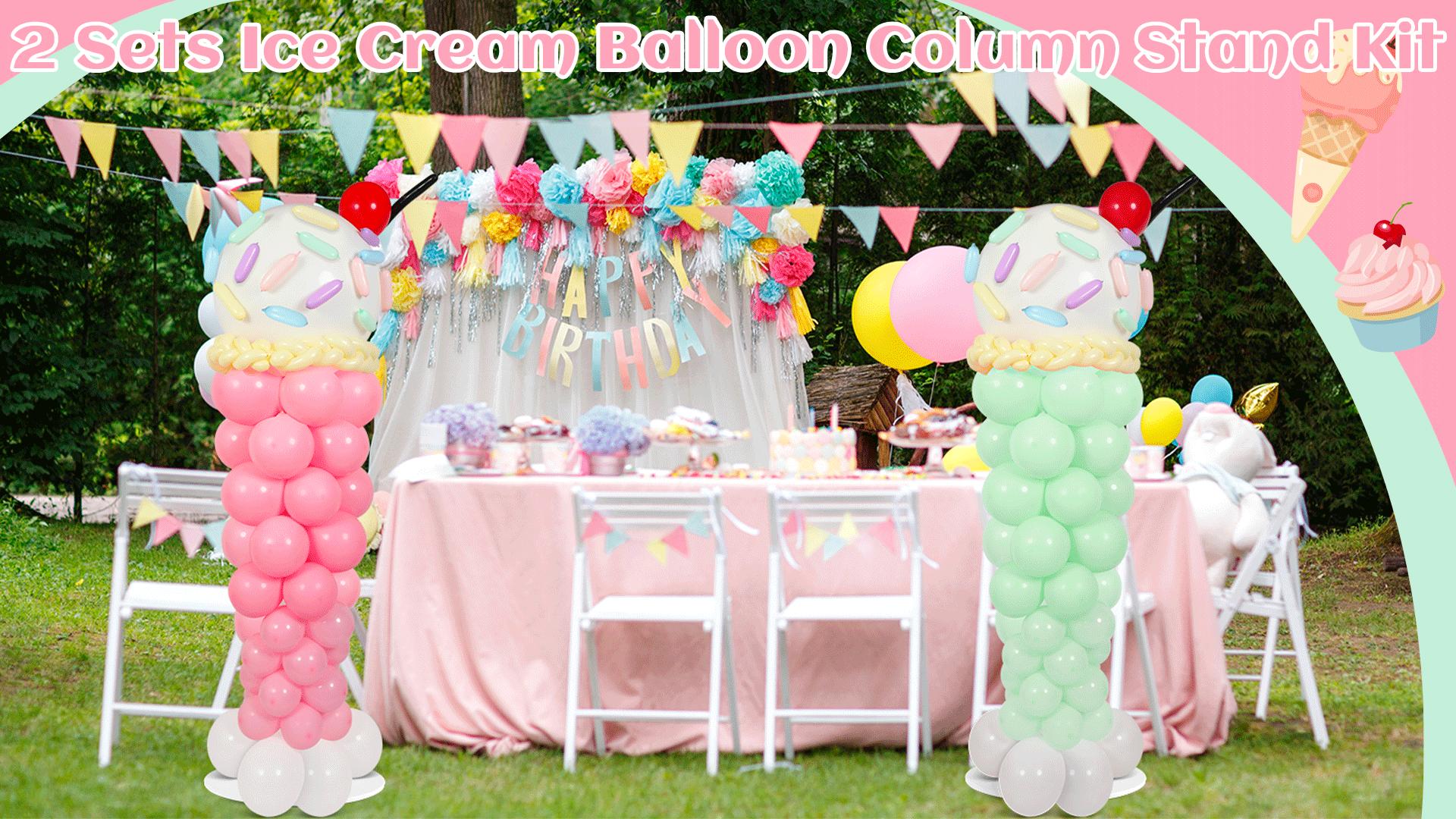 Amazon.com: 2 Sets Ice Cream Balloon Column Stand Kit Ice Cream